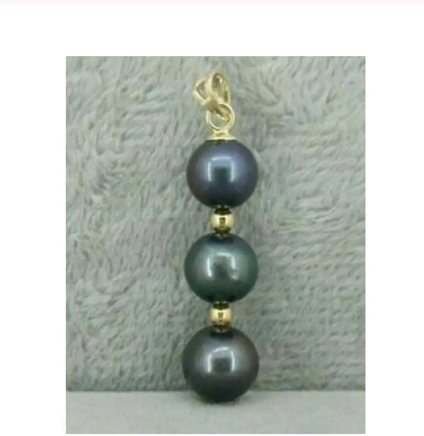 

Бесплатная доставка AAA 8-9 мм черный круглый натуральный таитянский жемчуг кулон ожерелье 14 К/20