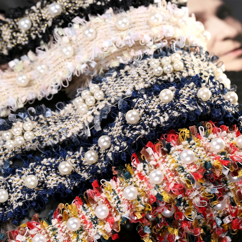 1 ярд винтажная нейлоновая Золотая жемчужина вышитая бисером кружевная отделка Лента ткань ручной работы DIY