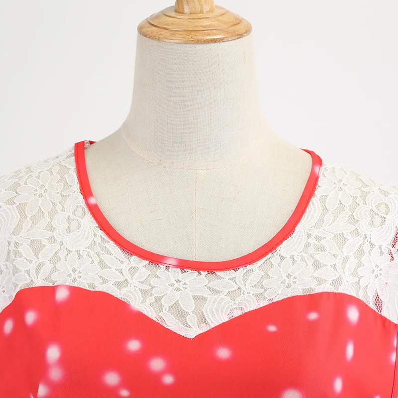 

Women Sleeveless Christmas Pattern Print Dress Round Neck Large Hem Dress Party BMF88