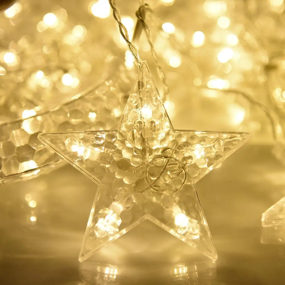 220 В Европейский стандарт Звезды Луна занавеска из светодиодных лампочек дома