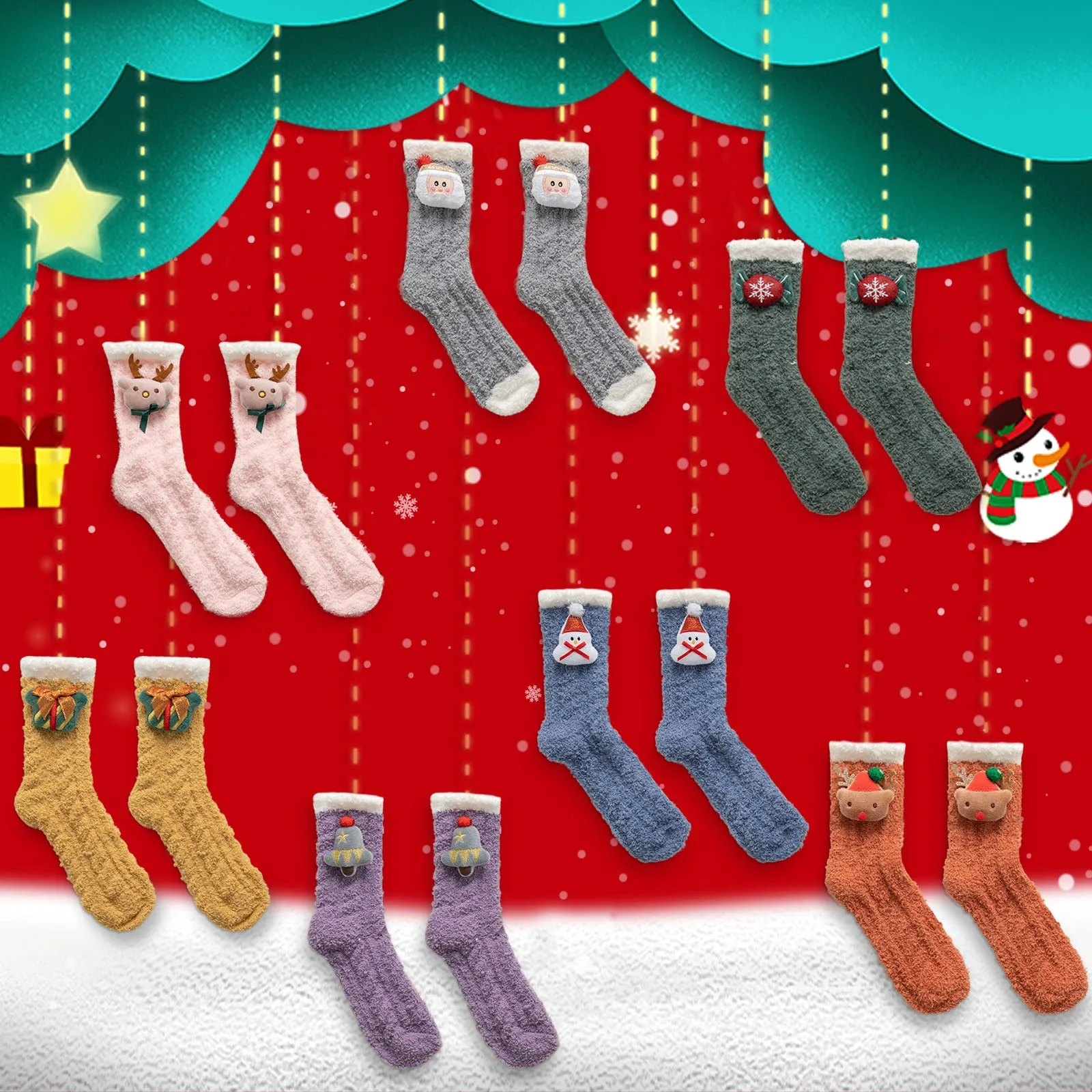 

Милые рождественские Носки женские милые теплые удобные Носки для пола толстые домашние Носки 3d украшения Носки в стиле Харадзюку рождеств...