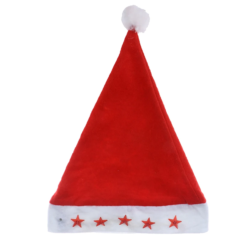 1 шт. светящаяся Рождественская шляпа Красная звезда Санта-шляпа для взрослых 27*38