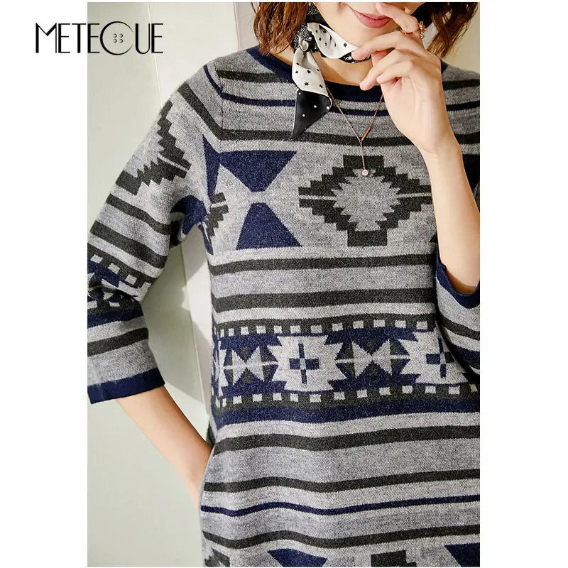 Шерстяной вязаный Платья-свитеры 2019 сезон осень-зима модные седьмой зимнее