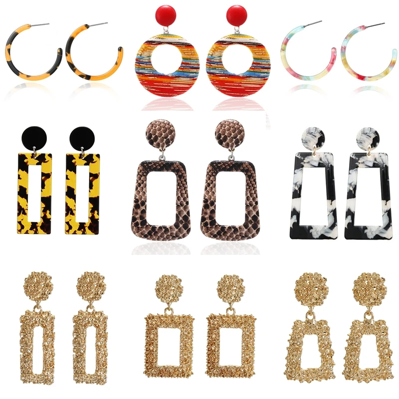 2019 Модные леопардовые серьги ацетатные индивидуальные преувеличенные