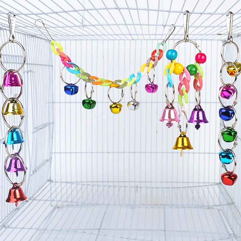

Small Parrot Colorful Bell Toy Creative Funny Colorful Bird Cage Bell Parrot Hanging Bell Parrots Hamster Cage Swing Supplies
