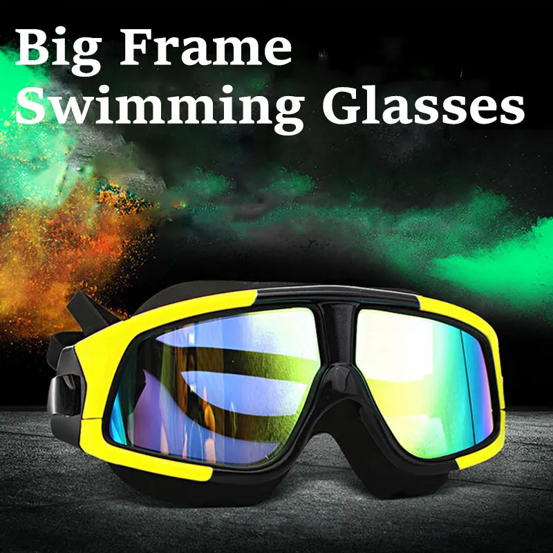 Водонепроницаемые удобные силиконовые плавательные очки в большой оправе Анти