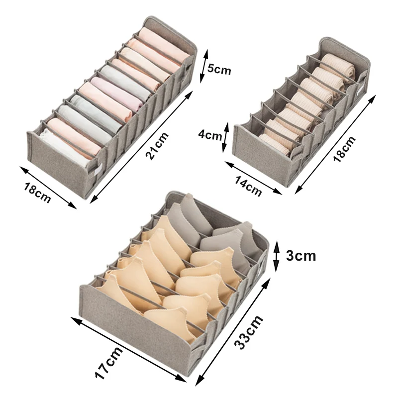 

3pcs 25 Grid PU Leather Underwear Storage Box Closet Organizer Drawer for Socks Boxers Briefs Bra Organizer for Travel QP2