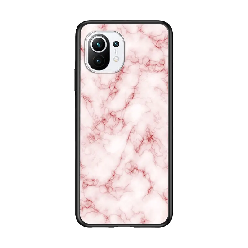 

Marble Tiles Stone for Xiaomi Mi 11 10T Note 10 Ultra 5G 9 9T SE 8 A3 A2 A1 6X Pro Play F1 Lite 5G Black Phone Case
