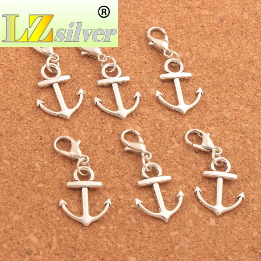Anchor Charms Clasp European Lobster Trigger Clip On Charm Beads 14.5x32mm 150pcs Zinc Alloy C143
