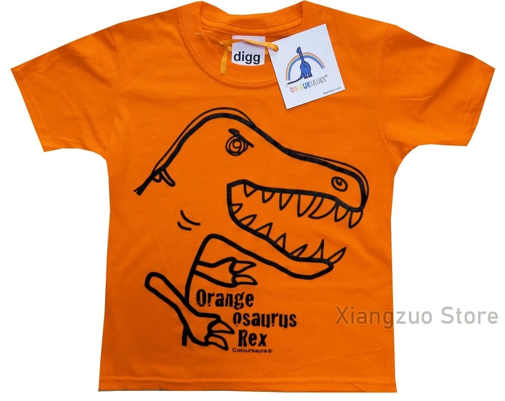 Детская футболка унисекс с изображением динозавра Рекс хлопковая Повседневная