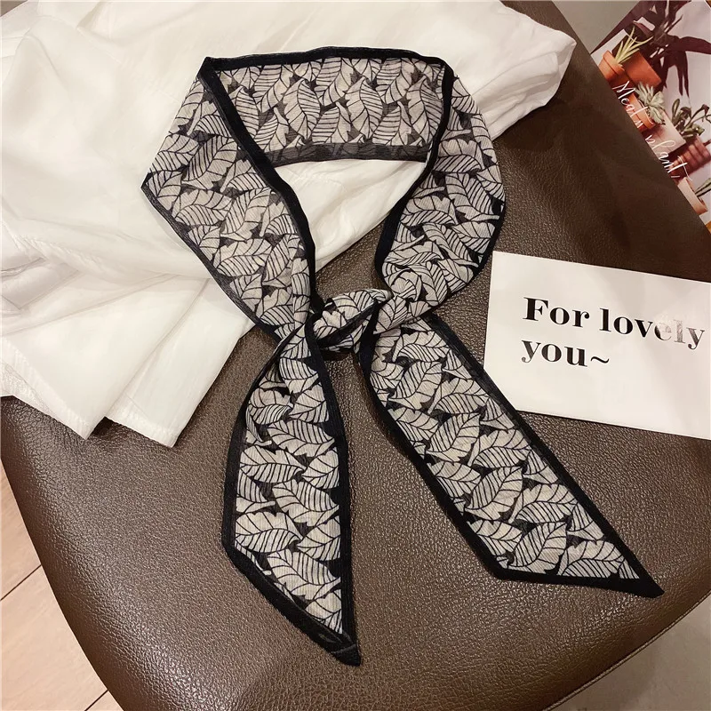 

2021 New Long Hairband Ribbon Scarfs Tie Design Belt Print Female Soft Retro Neck Hair Headband Elegant Womens Hair Accessories