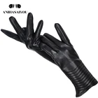 Зимние перчатки женские перчатки из натуральной кожи брендовые черные женские перчатки из натуральной овчины Теплые Зимние перчатки для вождения-7022