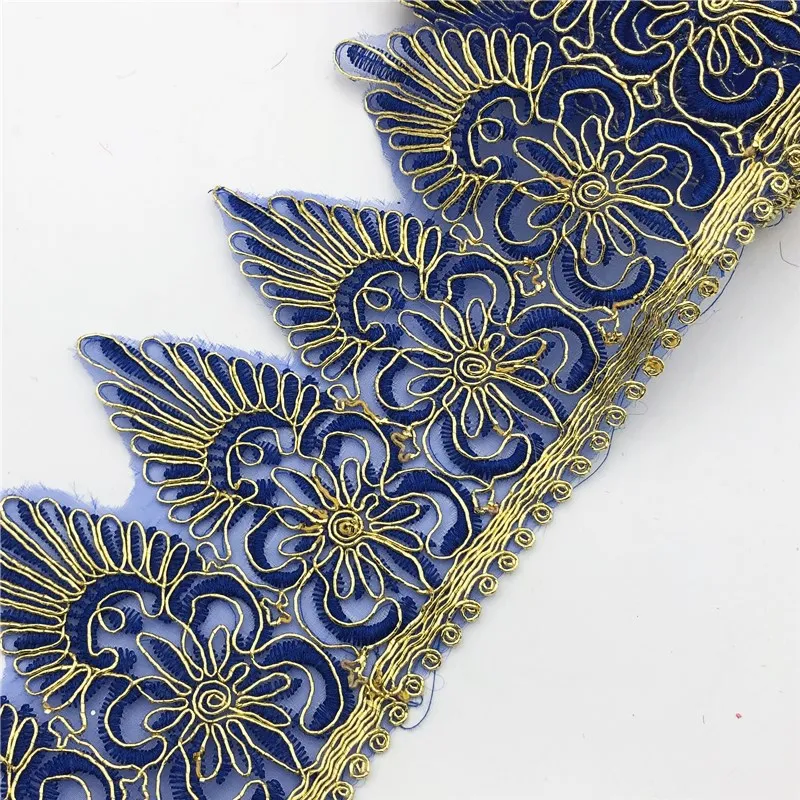 10 ярдов цветов искусственная вышивка зубчатая кружевная отделка металлик для свадьбы ширина: 12 5 см|scalloped lace