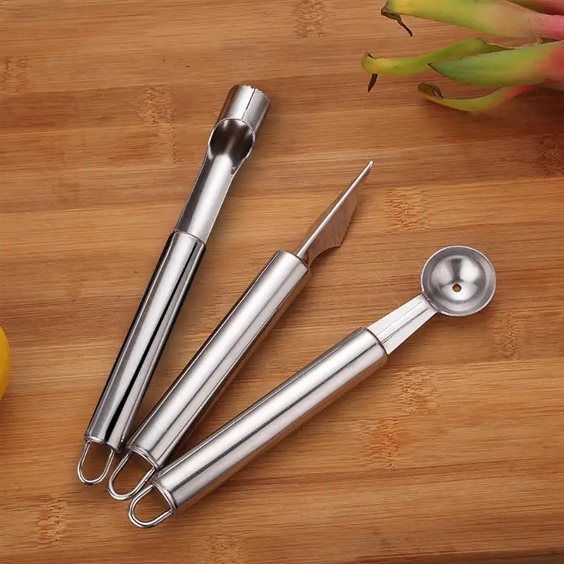 

3Pcs/set Fruit Ball Spoon Core Remover Stainless Steel Lemon DIY Handtools Heat Resistant Kitchen Utensil Kit Home Supplies