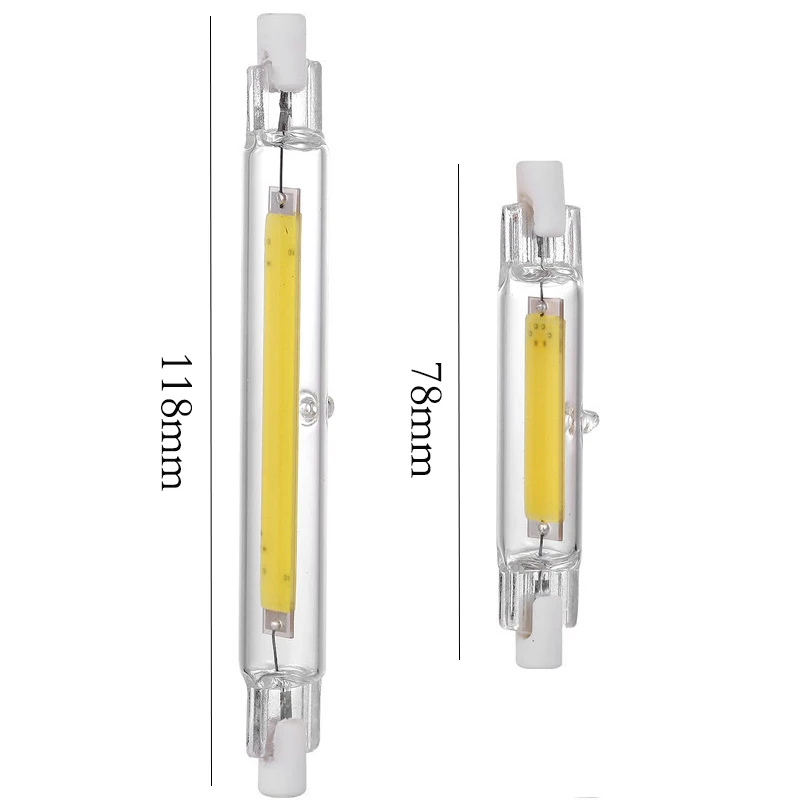 Dimmable R7S LED Light 78mm 118mm COB Bulb 20W 40W 60W Ceramic R7S Glass Tube Ampoule Replacement Halogen Bombillas Spotlight