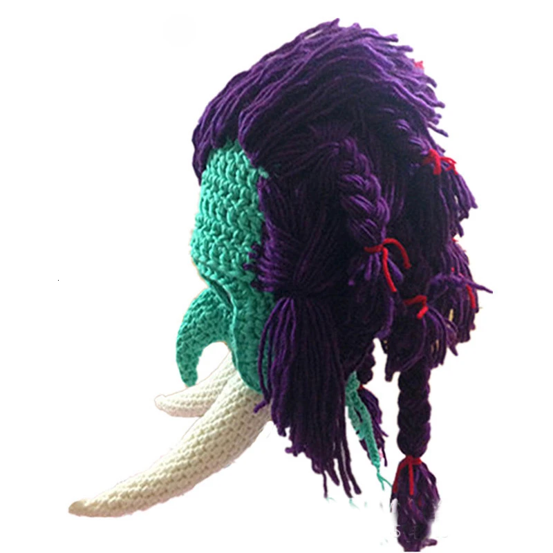 Funny Large Fangs Wig Beanie Winter Handmade Women Men Knitted Mask Hat Party Halloween Cool Gift Hats Cosplay Crocheted Beanies