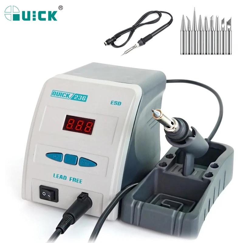 

QUICK original 236 Lead-free digital display soldering rework station for phones repair 90W Temperature soldering station set