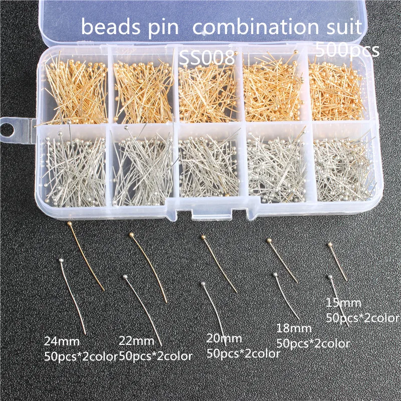 

100/200/300/400/500pcs beads pin jewelry accessories combination set ball needle Bead Earring connecting pin