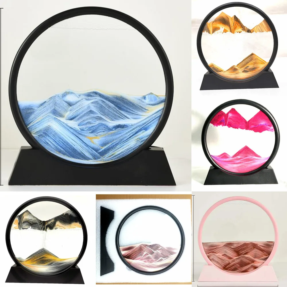 7/12 дюймов движущийся песок искусство рисунок круглый стекло 3D глубоководный