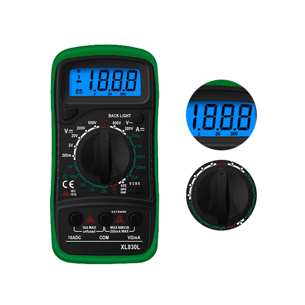 Portable Digital Multimeter Backlight AC/DC Ammeter Voltmeter Ohm Tester Meter XL830L Handheld LCD | Инструменты