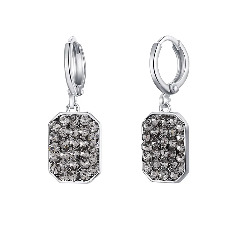 silver grey MAIKALE корейские модные квадратные золотые серебряные висячие серьги с камнями, фианит, голубой камень, CZ серьги для женщин, ювелирные изделия, подарки для девочек - Окраска металла: silver grey