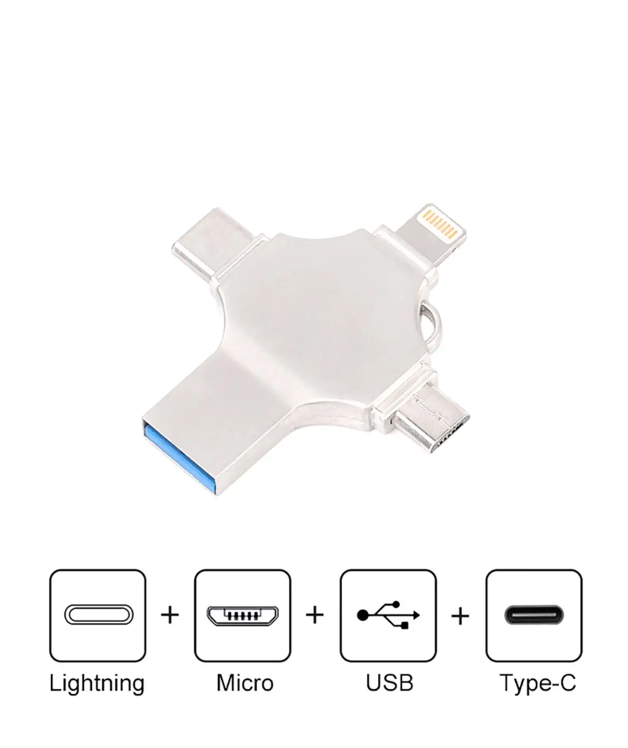Bru 4 in1 portable Otg Usb flash drive 3.0c Iphone ipad Android smartphone tablet PC 512gb Free shipping | Компьютеры и офис