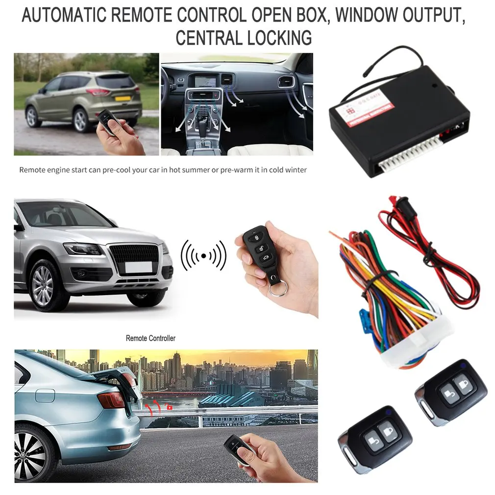 

Universal 12V Car Door Lock Vehicle Keyless Entry System Auto Remote Central Kit with Control Box Black
