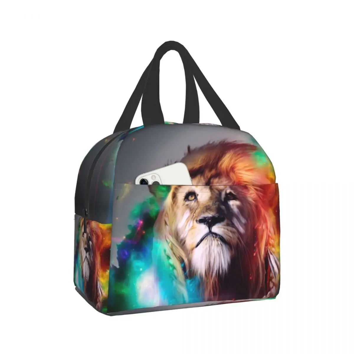 

Lion Lunch Box Tote Travel Picnic Handbag LionFunctional Pattern bento lunch bags For Women Kids