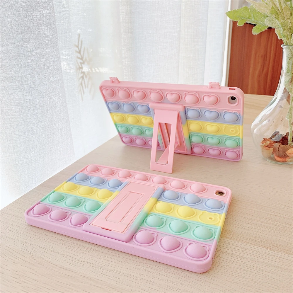 

Push Bubble Fidget Toy Silicone Case For Apple iPad 10.2 inch 2021 9th Generation For 10.2 cover A2603 A2604 Case Kids Cover