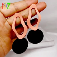 f j4z women geometric earrings fashion black coating circles charm earring ladies alloy ear drops for party jewelry brincos