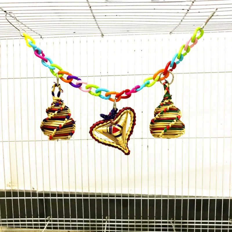 Новая игрушка для птиц натуральная трава плетеная жевательная цветная клетка