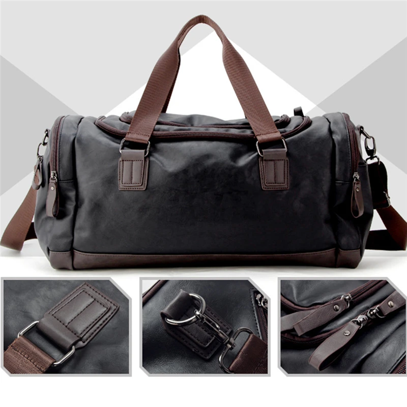 

Fashion Canvas Travel Bag Leather Large Capacity Vintage Luggage Bags Casual Vintage Simple Tote Bag