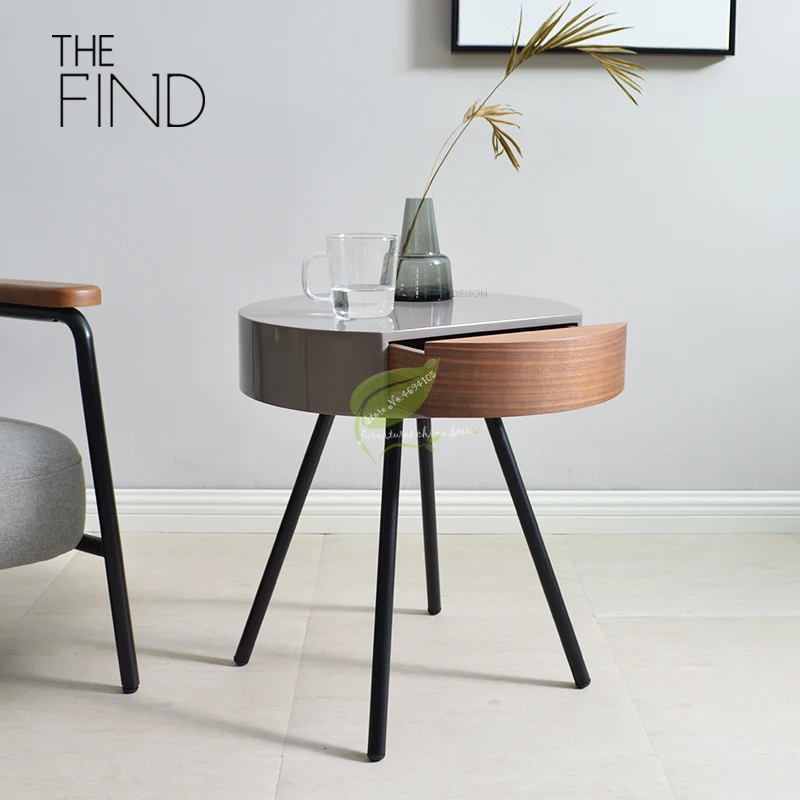 Скандинавский современный столик для гостиной угловой журнальный Круглый