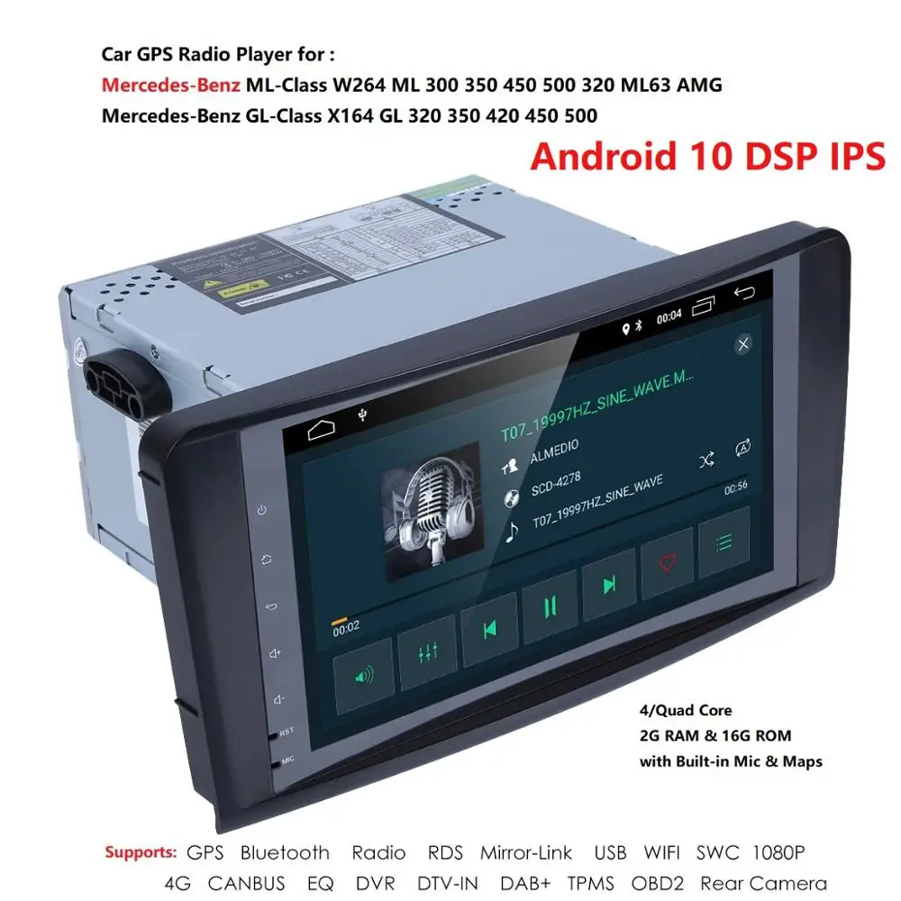 2din Автомобильное радио gps Android 10 Без DVD Мультимедийный плеер для Mercedes Benz ML W164 ML300 GL X164 GL320 350 420 450 500 R DSP OBD2 on