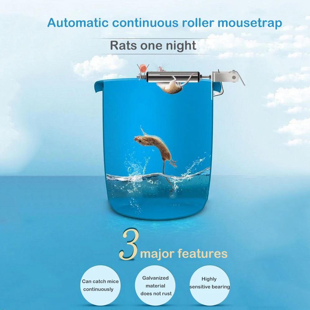 

Auto Mouse Traps Stainless Steel Rolling Stick Rat Catcher Mousetrap Household Pest Mice Control Rodent Bait Killer Mice Traps