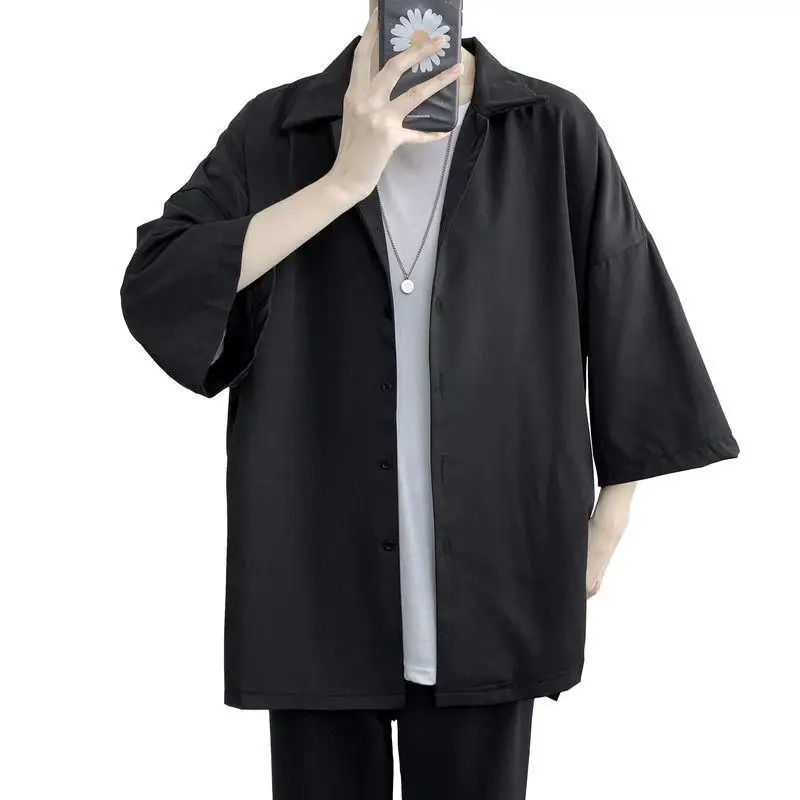 

2020 Summer Men's Solid Color Loose 4-color Short Hawaiian Shirt Camisa Masculina Mens Fashion Clothes Streetwear Shirts S-2XL