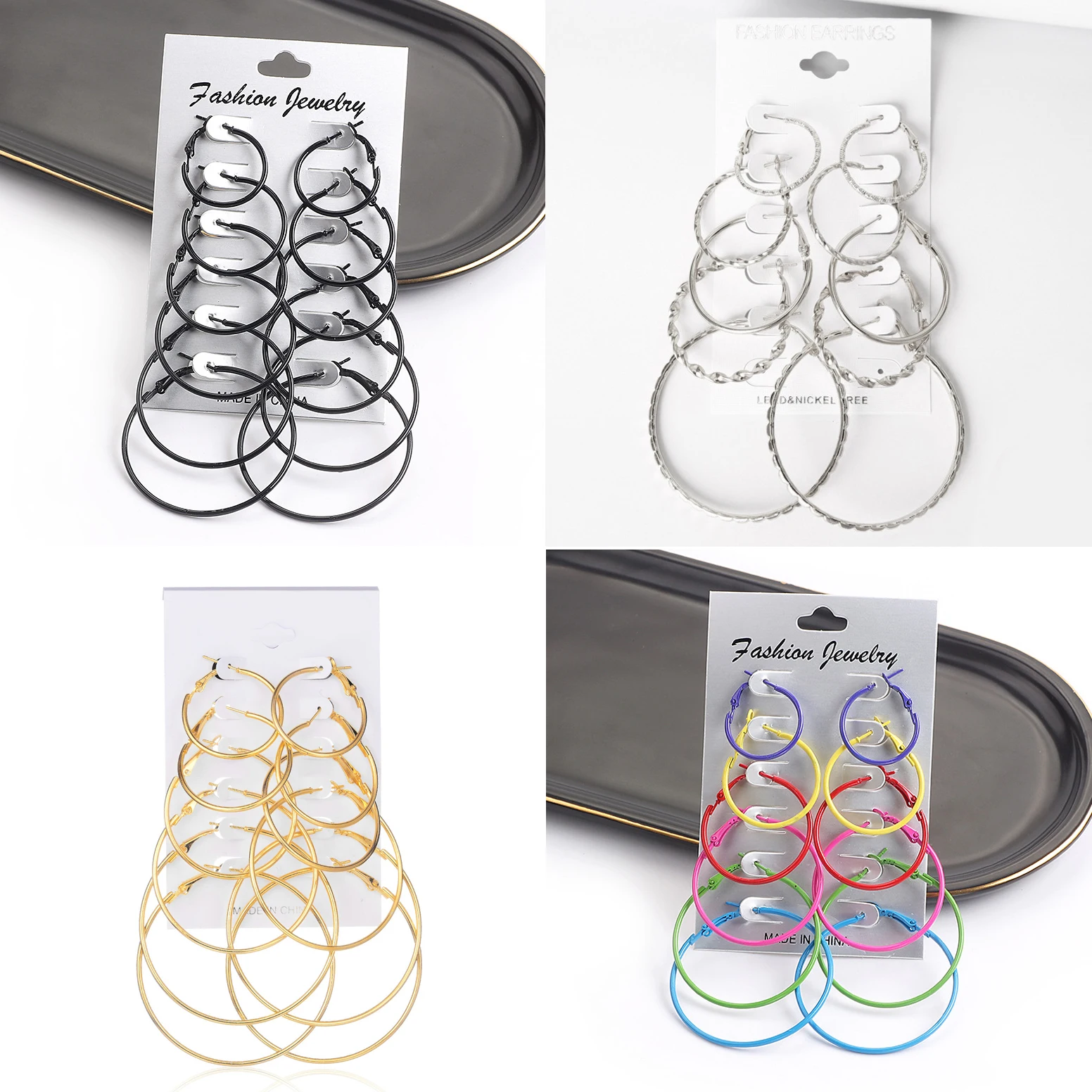 Серьги для женщин набор сережек большие круглые серьги 6 Пары/компл. Ретро панк