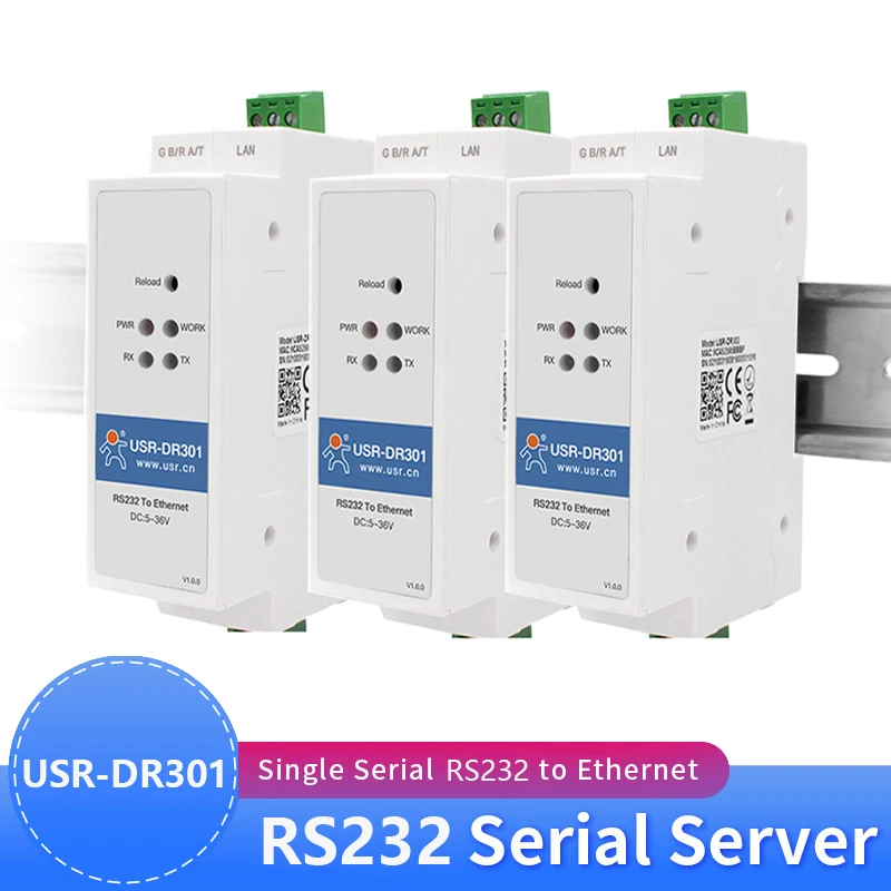 USR-DR301 DIN-рейка Modbus RS232 Последовательный порт в преобразователь Ethernet