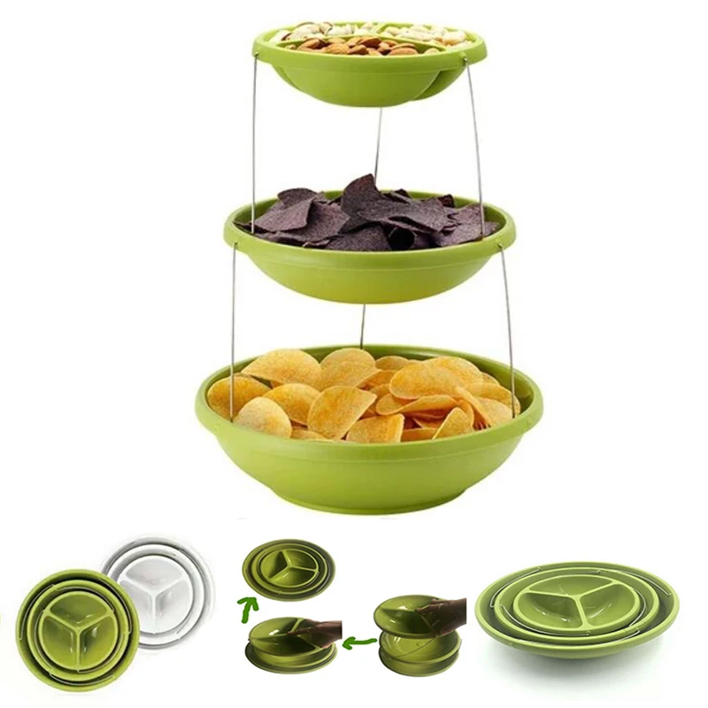 Фруктовая тарелка 3 уровня складная миска для украшения торта дня рождения