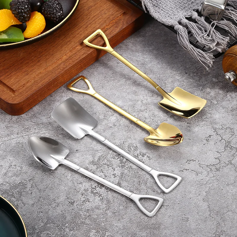 2 шт. Нержавеющая сталь Лопата Ложка Бытовой милый смешивания ложка чайная Вилка