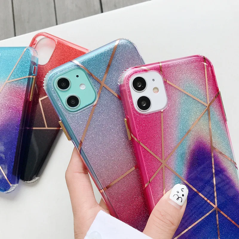 Роскошный градиентный блестящий чехол для телефона iphone 11 pro max 7 8 6 6s plus X Xs XR
