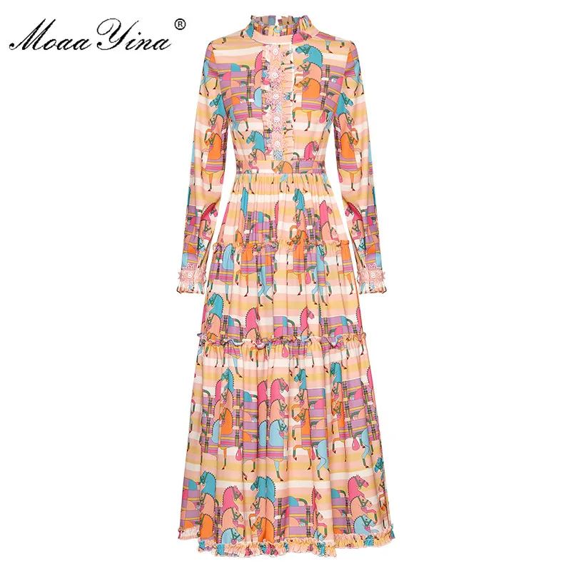 Модное дизайнерское платье MoaaYina женское на весну и осень платья миди с длинным