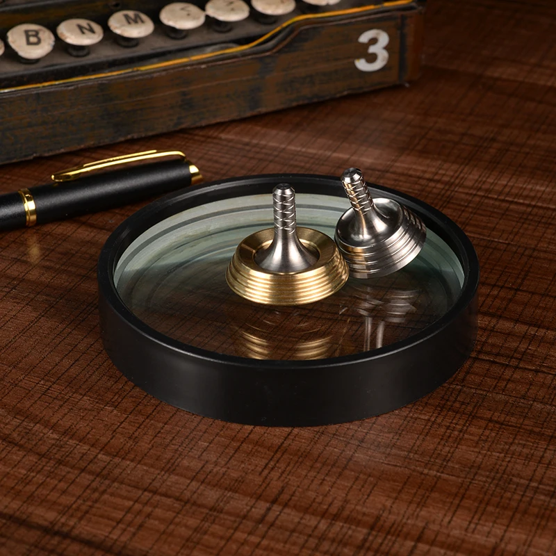 

Fingertip Gyro Metal Fidget Spinner Adult Decompression Stress Relief Toys Finger Desktop Fitness With Concave Mirror Base