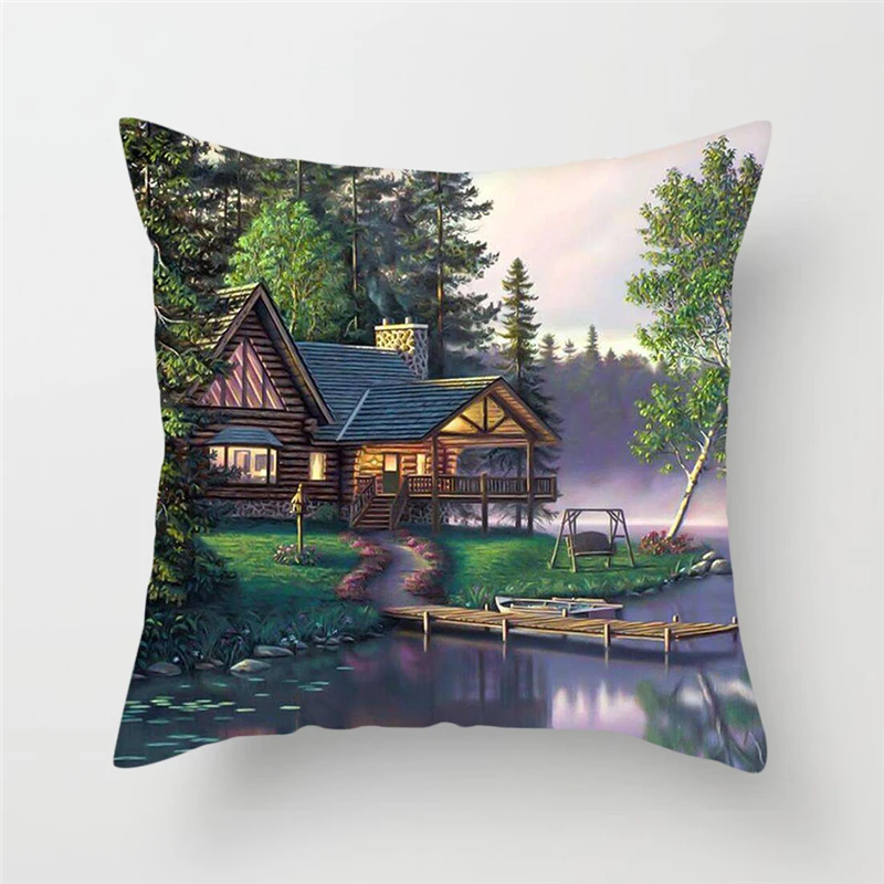 Разноцветная декоративная подушка Fuwatacchi мягкая с изображением морского дерева