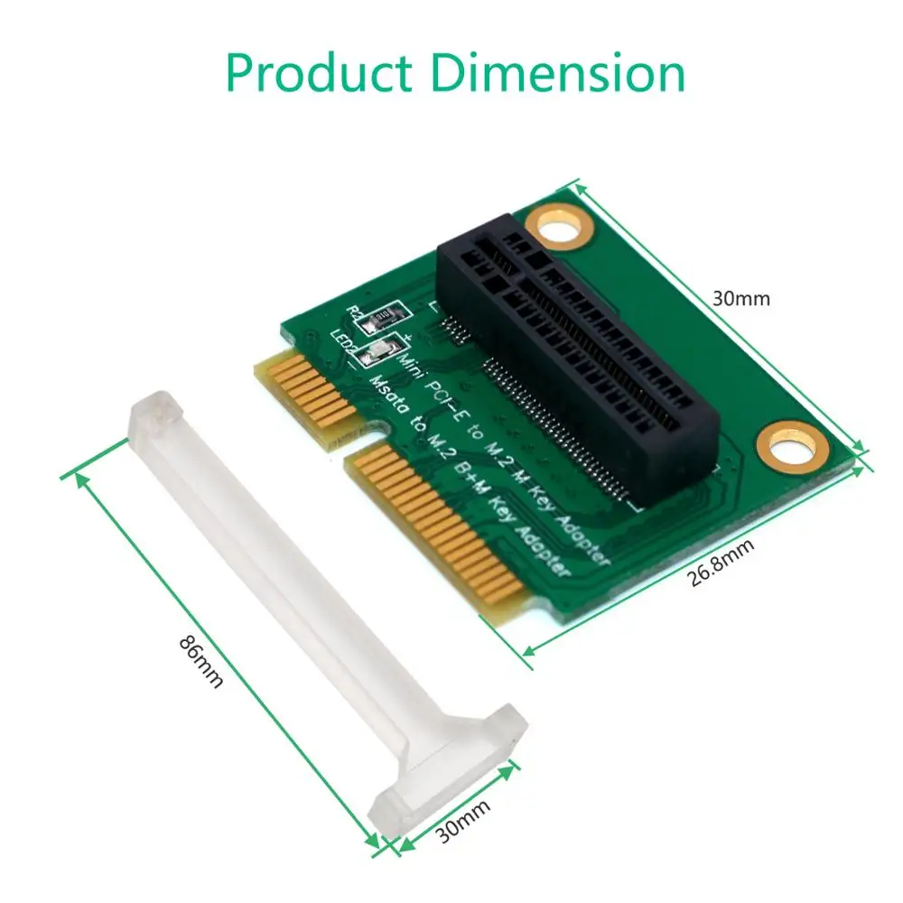 M.2 NGFF nvme SSD/B+ M key SATA bus SSD to Mini PCI-E Adapter(вертикальная установка) для 2280 типа SSD