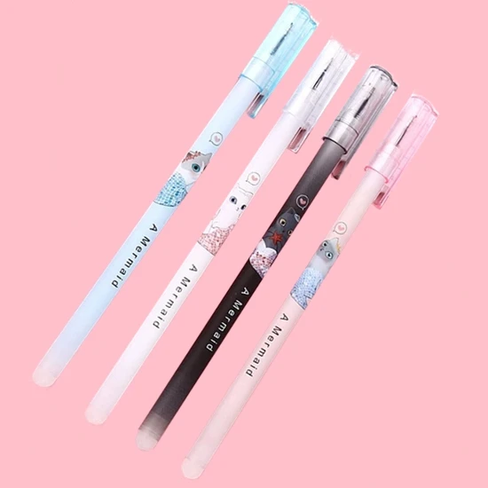 4pcs pen 4 шт./компл. Kawaii Cat гелевая ручка стираемая моющаяся ручка 0,5 мм синие черные чернила стержень со стираемыми чернилами для Школы Канцелярские Товары для офиса письменные принадлежности - Цвет: 4pcs pen
