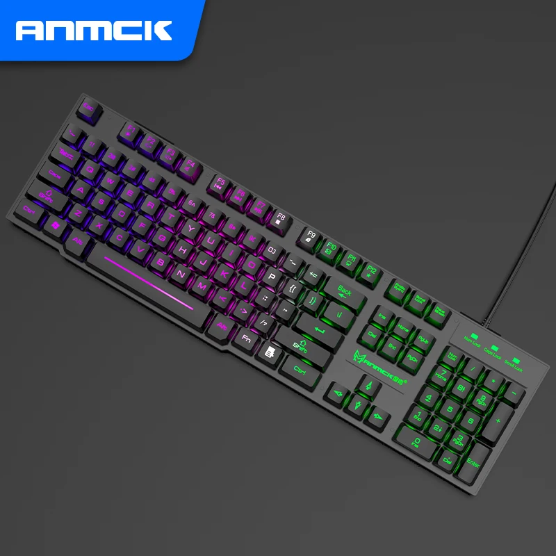 anmck mechanical keyboard usb wired keyboards 104 keys led floating lighting keycap teclados for pc laptop mac desktop gamer free global shipping
