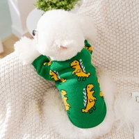 dinosaur sweater pet dog clothes warm plaid knitting clothing dogs costume cotton chihuahua spring autumn green boy mascotas