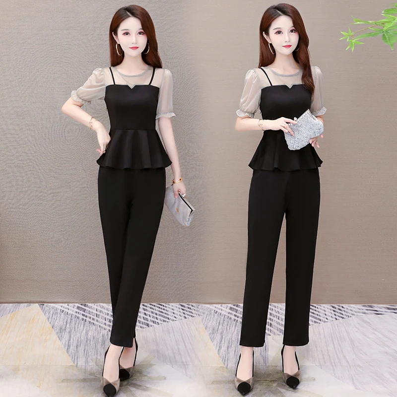 summer 2020 New sets for women Fashion Casual Two-piece Set Female Short sleeve trousers suit spring Office Lady Outfits Uniform |