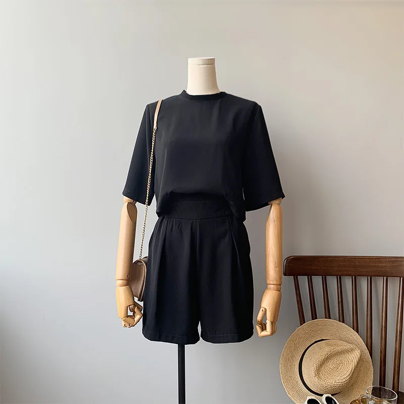 

New Elegant Elastic Waist Women Playsuits Short Sleeve Buttons Solid Color Female Romper Jumpsuit Spring Summer Ladies Overalls